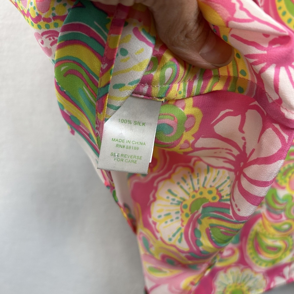 Lilly Pulitzer Iona Sleeveless Silk Tank Top Bitty Pink Double Trouble Small - Picture 5 of 7